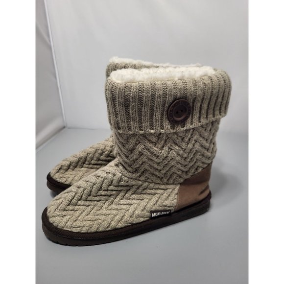 Muk Luks Shoes - Muk Luks Sweater Slipper Fleece Lined Ankle Booties, 9